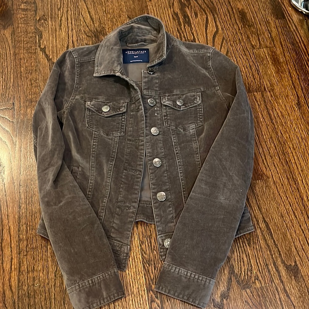 Soft aero pastel grey suede denim jacket